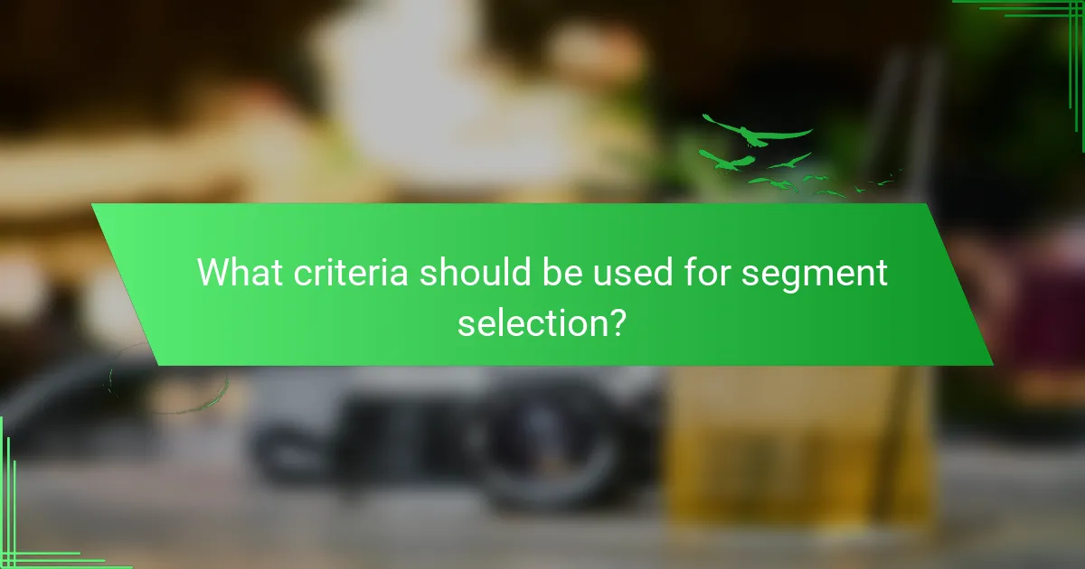What criteria should be used for segment selection?